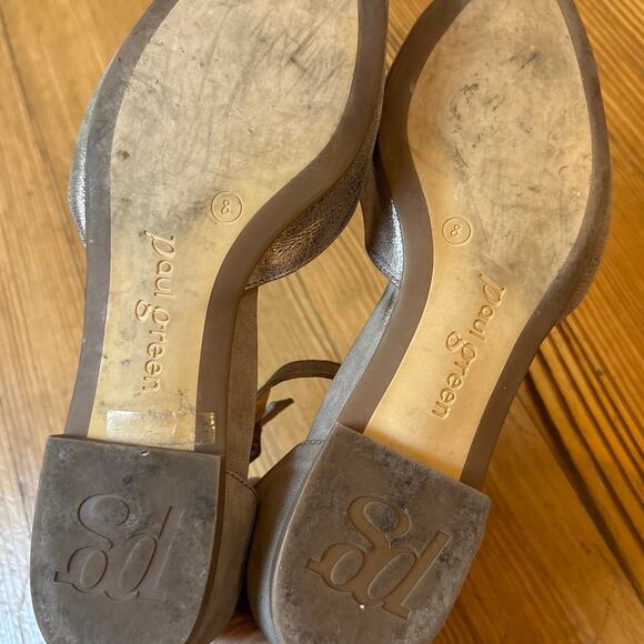Paul Green Willa metallic beige pointed toe ankle strap flats SIZE 8 - Picture 4 of 5